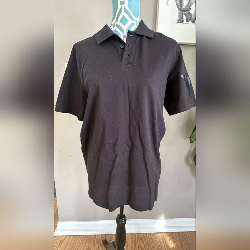 Y-3 ADIDAS Mens Polo Shirt Sz L Black Y-3 Yohji Yamamoto  Sleeve Logo NWOT